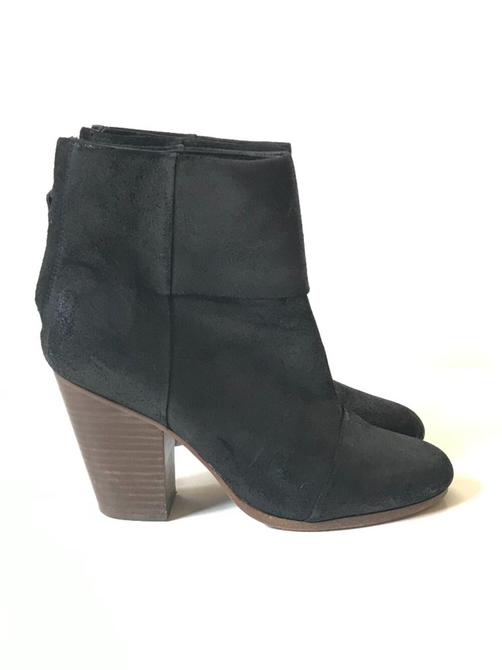 Rag & Bone Newbury Ankle Booties Boots Womens 39.5 9.5 Black Suede Block Heel